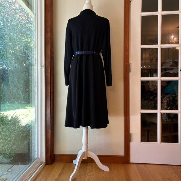 VTG 90s Liz Claiborne Wool Blend Midi Sweater Dress Ribbed Knit Long Sleeve M - Picture 10 of 13